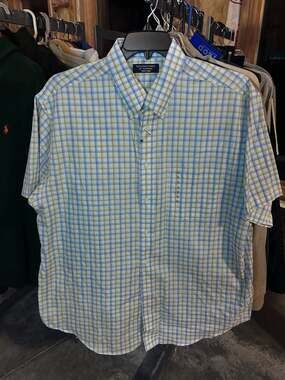 Roundtree & Yorke Easy Care Plaid Short Sleeve Button-Down Shirt